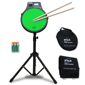 ENO伊諾のライバルドラムマット12インチ練習ドラムの節器電子ダミドラムの初学的なセンス入門リッズム静音打撃板緑色ダミド+ドラム+バトッグ
